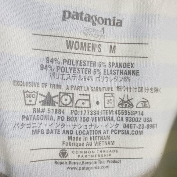 Patagonia Capilene Striped Silkweight Athletic Crew Neck Short Sleeve Tee Medium - Picture 3 of 5